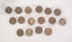 NINE GEORGE VI HALF CROWN COINS, includes; four (EF) examples, QUEEN ELIZABETH II PROOF FINISH