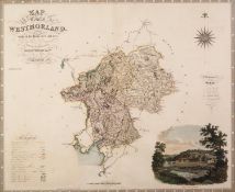 GREENWOOD & Co HAND COLOURED COUNTY MAP OF WESTMORLAND, 1822-1823?, with ?View of Appleby? lower