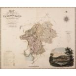 GREENWOOD & Co HAND COLOURED COUNTY MAP OF WESTMORLAND, 1822-1823?, with ?View of Appleby? lower