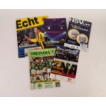 FIVE MANCHESTER CITY AWAY PROGRAMMES in Europe, v Groclin, Hamburg, Poznan, Omonoia and Borussia