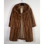 LADY'S 3/4 LENGTH EMBA NATURAL BROWN MINK COAT, with rounded collar and a FULL LENGTH LADIES