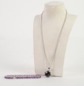 SILVER SNAKE LINK NECKLACE with trigger clasp, 18" long (46cm) and the silver and amethyst