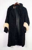 LADIES VINTAGE ASTRAKHAM FUR COAT, with pastel mink cuffs,  A LADIES NATURAL BROWN MINK HAT, A