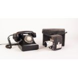 BLACK BAKELITE DIAL TELEPHONE HANDSET, stamped AEP and a Holiday (USA) VINTAGE CINE CAMERA in