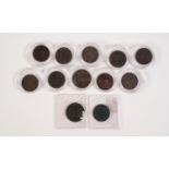 ELEVEN VICTORIA YOUNG HEAD COPPER HALF PENNIES FROM 1853 (VF), the remainder mainly (F) and an