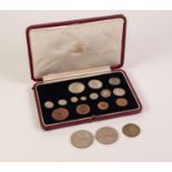 GEORGE VI BOXED SPECIMEN COINS 1937 FOURTEEN FROM A SET OF FIFTEEN uncirculated coins farthing to