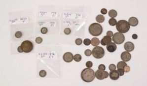 SELECTION OF EDWARD VII AND GEORGE V SILVER COINAGE, including three half crowns, three florins,