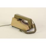 VINTAGE TWO TONE GREEN DIAL TELEPHONE CIRCA 1960's with wedge shaped body and angular handset,