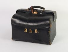 GENTLEMAN'S EARLY 20th CENTURY BLACK MOROCCO CLAD TOILET/TRAVEL CASE, of oblong form with two-part