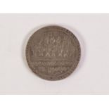 POSSIBLY NINETEENTH CENTURY SIAM OR THAIWANESE SILVER COIN OR COMMEMORATIVE COIN, depicting couple