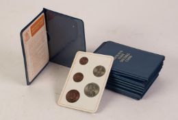 ELEVEN SETS OF BRITAINS FIRST DECIMAL COINS,  the five uncirculated coins in Royal Mint blue plastic