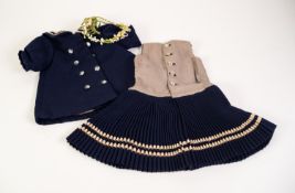 GERMAN EARLY TWENTIETH CENTURY GIRL CHARACTER DOLL'S SAILOR SUIT, the dark blue jacket with white