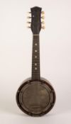 CASED WALLIOSTRO ZITHER MANDOLIN circa 1920s, all eight machine heads present missing one tuning peg