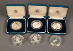 SIX ENCAPSULATED SWAZILAND 25 EMALANGENI ?DIAMOND JUBILEE? SILVER PROOF COINS, 1981, three in cases,