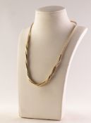 9ct GOLD MODERN STYLE NECKLACE, 16 ½” (42cm) long overall, 21.6grms