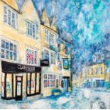 KATHERINE DOVE (MODERN) MIXED MEDIA ON BOARD ?Snow in Stow? Signed and titled verso 24? x 24? (