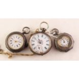 LADY'S SWISS POCKET WATCH with key wind movement, white roman dial with subsidiary seconds dial,