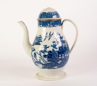 EARLY 19th CENTURY STAFFORDSHIRE POTTERY COFFEE POT, the baluster shape body transfer printed in