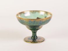 WEDGWOOD ?DRAGONS? LUSTRE GLAZED CHINA PEDESTAL DISH, the exterior decorated in gilt with dragons on