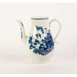 EIGHTEENTH CENTURY WORCESTER BLUE AND WHITE FENCE PATTERN PORCELAIN COFFEE POT, of baluster form