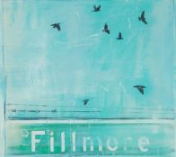 JAMES BARTHOLOMEW (MODERN) MIXED MEDIA ON PAPER ?Filmore Crows? Signed, titled to gallery label