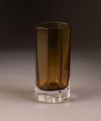 ROSENTHAL FOR VERSAGE ?MEDUSA LUMIERE? AMBER STAINED DRINKING GLASS, of panelled form, 5? (12.7cm)