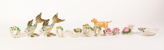 BESWICK MODEL LABRADOR, 14 other small GERMAN PORCELAIN ORNAMENTS (15)