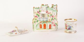 LATE 19th CENTURY MEISSEN PORCELAIN SLIPPER FORM POSY HOLDER, enamelled with a floral bouquet and