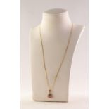 9ct GOLD FINE CHAIN NECKLACE 18in (46cm) long and the 9ct GOLD OPPOSING C SCROLL SMALL PENDANT,