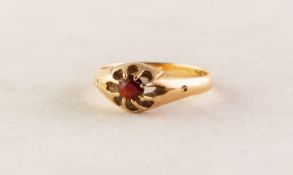 VICTORIAN 18ct GOLD RING set with a round ruby in a raised eight claw setting, Birmingham 1894, 4.