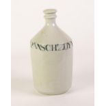 A NINETEENTH CENTURY JAPANESE SOYA OIL BOTTLE, inscribed in underglaze blue 'JAPANSCHZOYA' beneath a