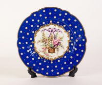 LATE NINETEENTH/ EARLY TWENTIETH CENTURY SEVRES HAND PAINTED CABINET PLATE, the gilt lined centre