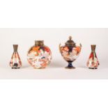 FOUR PIECES OF ROYAL CROWN DERBY JAPAN PATTERN CHINA VASES, pattern no: 2444, comprising: TWO
