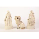 PAIR OF POOR QUALITY VICTORIAN PARIAN FIGURES War & Peace, each titled and impressed JW, probably