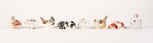 EIGHT MODERN ROYAL CROWN DERBY CHINA ANIMAL PAPERWEIGHTS, seven with gold stoppers: Bank Vole,