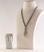 ITALIAN SILVER (925 mark) TRIPLE STRAND SNAKE LINK NECKLACE, gathered at the front by a silver