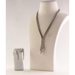 ITALIAN SILVER (925 mark) TRIPLE STRAND SNAKE LINK NECKLACE, gathered at the front by a silver