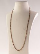 ITALIAN 9ct ROSE GOLD CHAIN NECKLACE with long and short flattened curb pattern links, ring clasp,