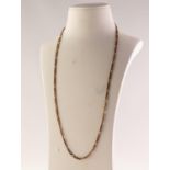 ITALIAN 9ct ROSE GOLD CHAIN NECKLACE with long and short flattened curb pattern links, ring clasp,