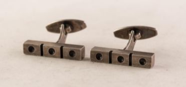 N.E. FROM, DENMARK, PAIR OF STYLISH STERLING SILVER CUFFLINKS, T-bar pattern