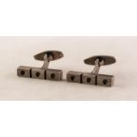 N.E. FROM, DENMARK, PAIR OF STYLISH STERLING SILVER CUFFLINKS, T-bar pattern