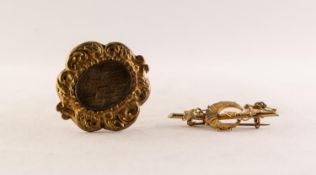 VICTORIAN GOLD COLOURED METAL BAR AND CRESCENT BROOCH entwined with a trailing vine, 1 3/4in (4.4cm)