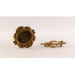 VICTORIAN GOLD COLOURED METAL BAR AND CRESCENT BROOCH entwined with a trailing vine, 1 3/4in (4.4cm)