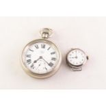 LIMIT No2, EARLY 20th CENTURY METAL CASED OPEN FACE POCKET WATCH with Roman dial with seconds