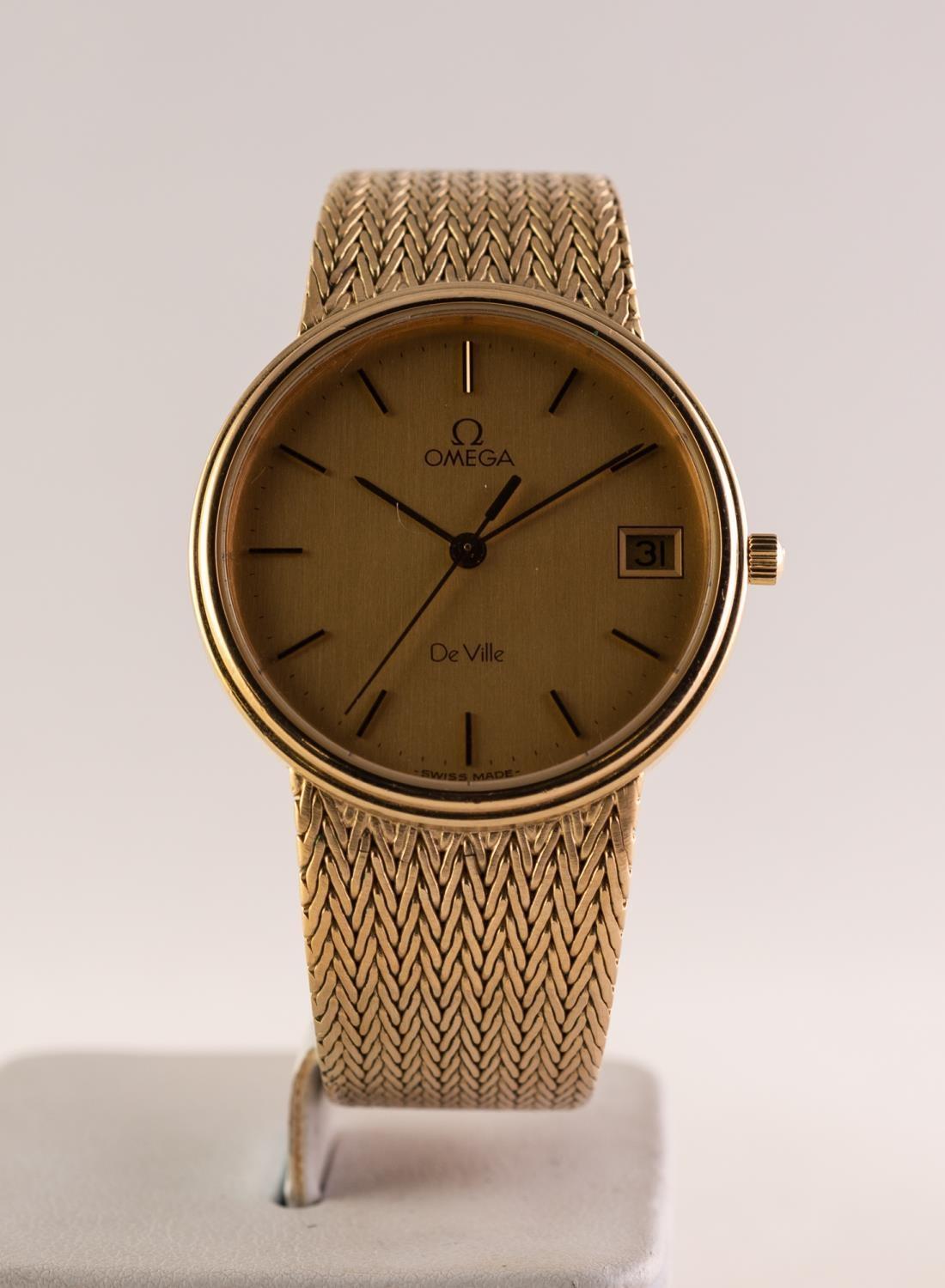 OMEGA DE VILLE GOLD PLATED CASED GENTLEMAN'S BRACELET WRISTWATCH with calendar aperture and baton - Image 2 of 3