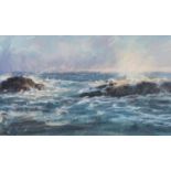 JAMES BARTHOLOMEW (MODERN) PASTEL DRAWING 'Skye Sun? Signed, titled to gallery label verso 16? x 28?