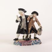 NINETEENTH CENTURY STAFFORDSHIRE THE PARSON AND HIS CLERK POTTERY GROUP, painted in colours and