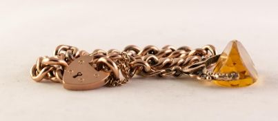 9ct CHAIN BRACELET with curb pattern links and 9ct GOLD PADLOCK CLASP, 18.5 gms and the 9ct GOLD