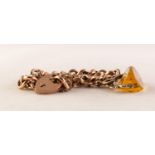 9ct CHAIN BRACELET with curb pattern links and 9ct GOLD PADLOCK CLASP, 18.5 gms and the 9ct GOLD