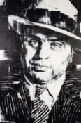 SARAH HOLMES (MODERN) MIXED MEDIA ON CANVAS ?Al Capone?, black and white portrait Signed, titled